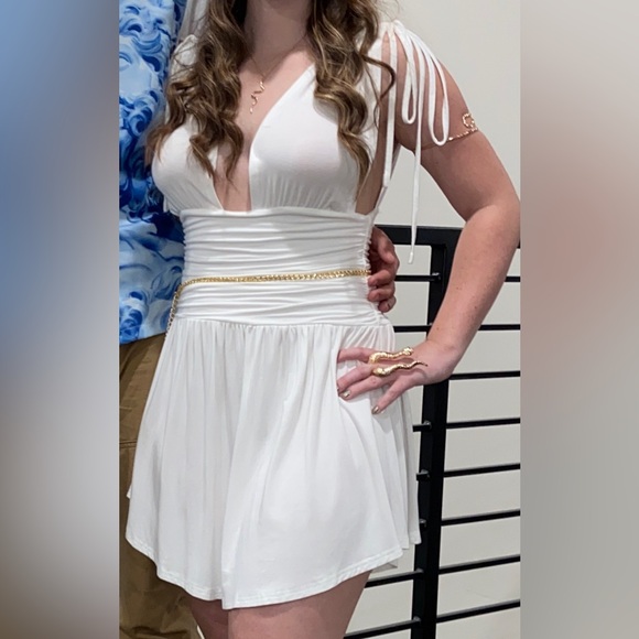SHEIN women’s Greek goddess white stretchy tie dress. Size small/US 4. - Picture 2 of 13